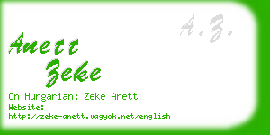 anett zeke business card